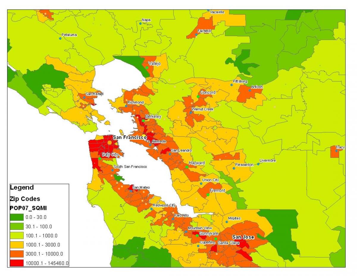 Mapa San Francisco populace