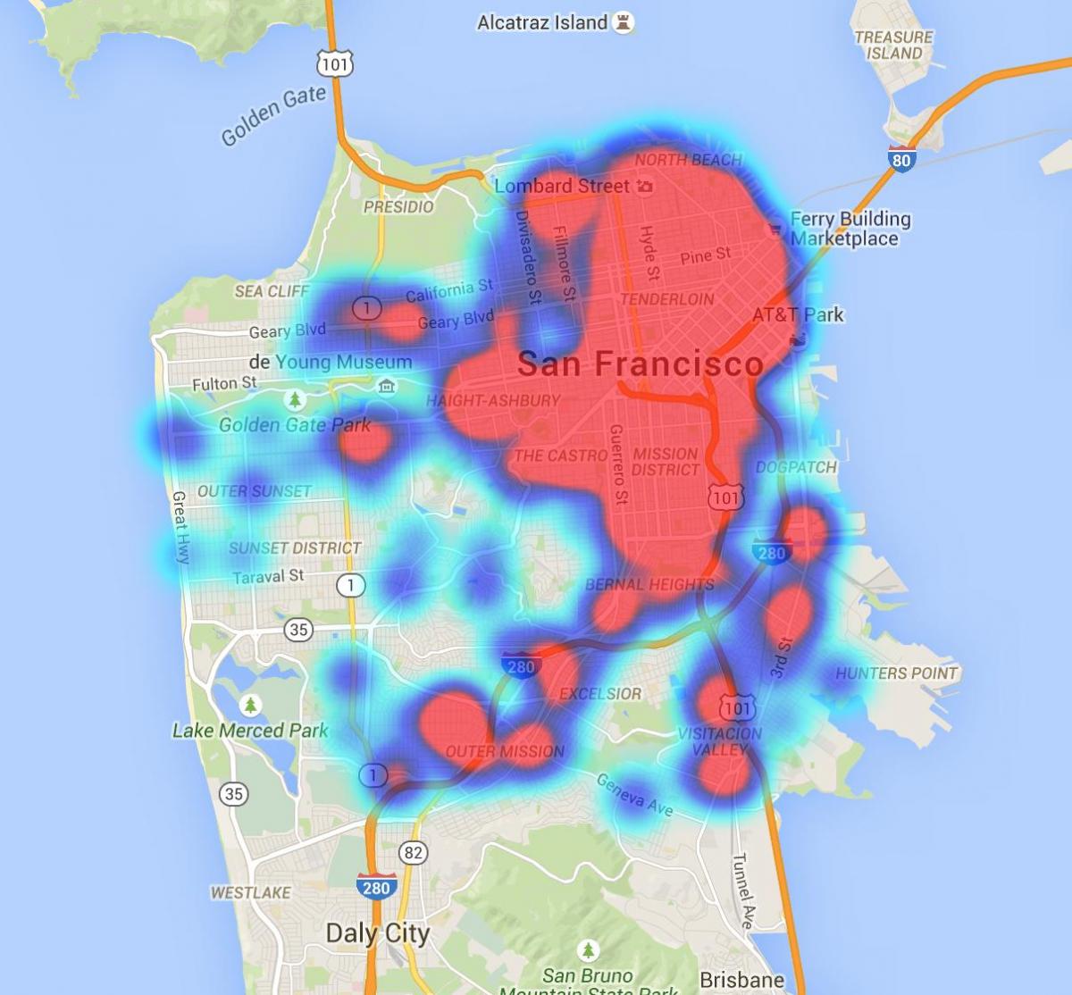 Mapa San Francisco výkaly