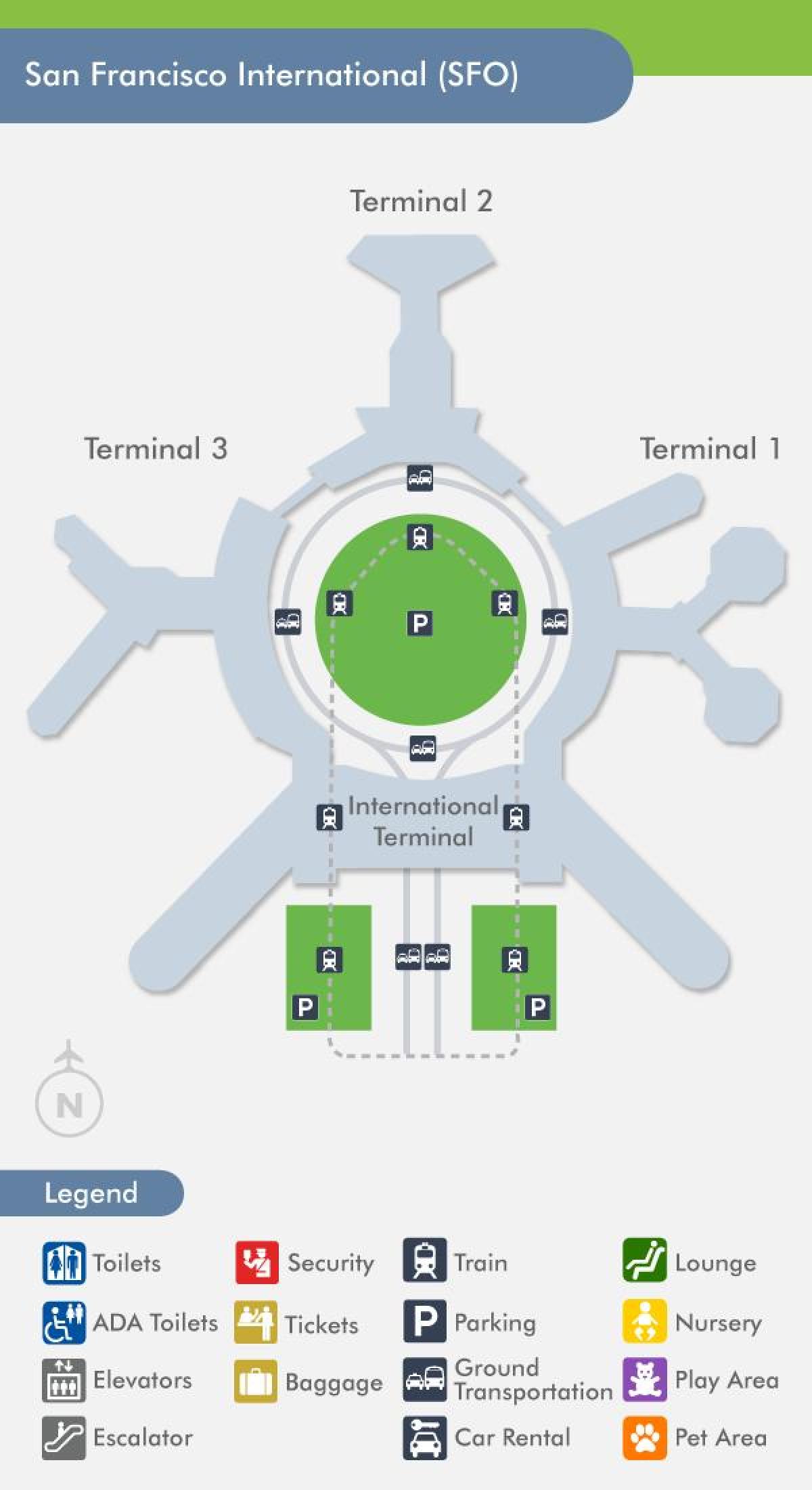 Mapa SFO letiště terminál 1
