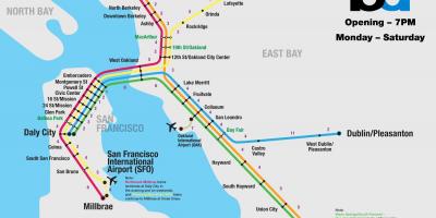 Bart systém San Francisco mapě
