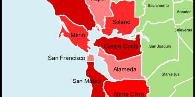 San Francisco bay area county mapě