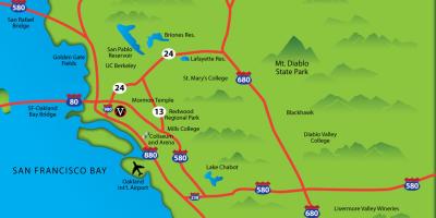 East bay v kalifornii mapě