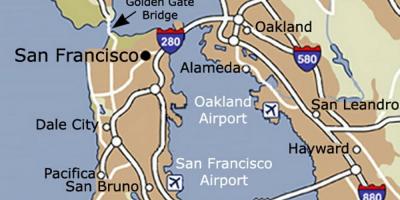 Mapa letiště San Francisco a okolí