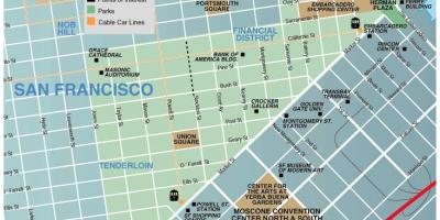 Mapa náměstí union square area, San Francisco