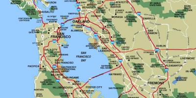 Mapa měst v okolí San Francisco