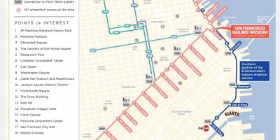 San Francisco cable car plán mapě