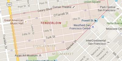 Na tenderloin, San Francisco mapě