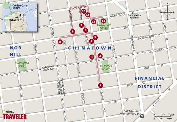 mapa čínské čtvrti San Francisca