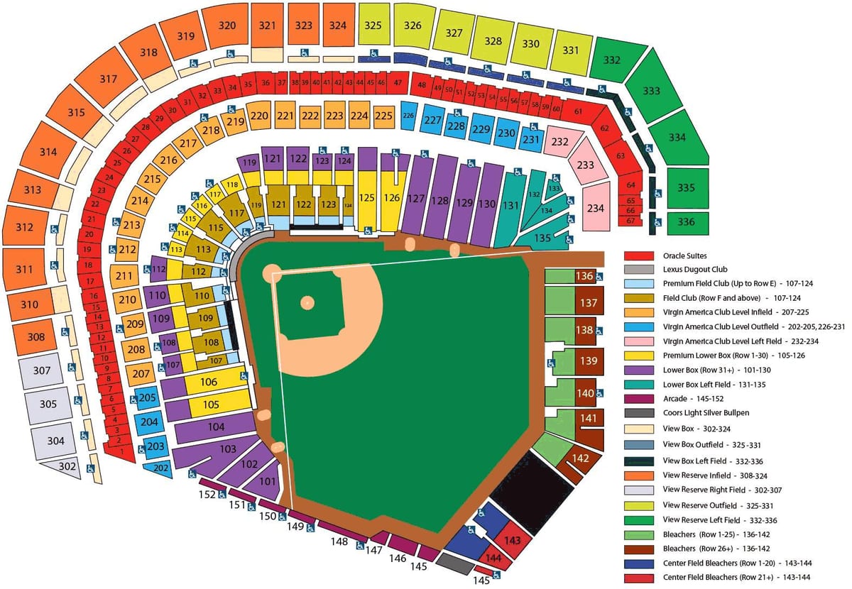 SF giants stadium sezení mapě
