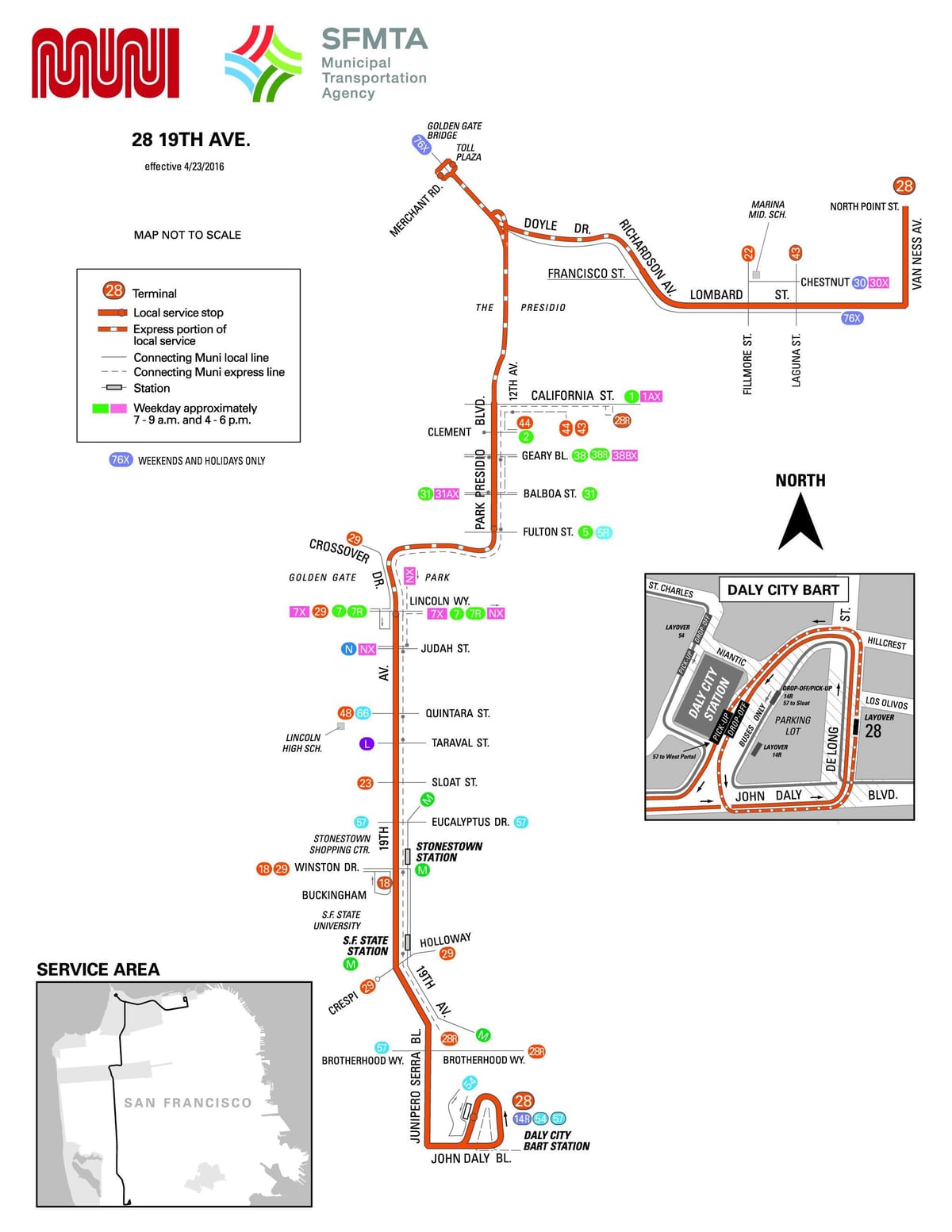 San Francisco autobus 28 mapa trasy