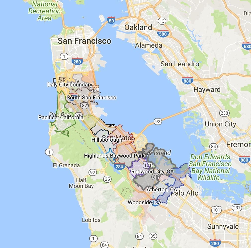 Mapa bay area města hranice