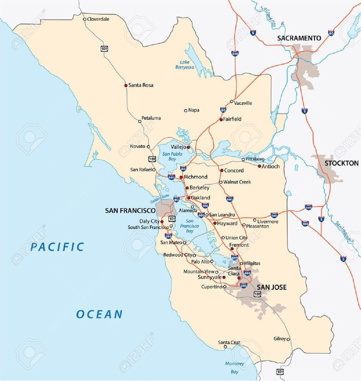 Mapa bay area vektor