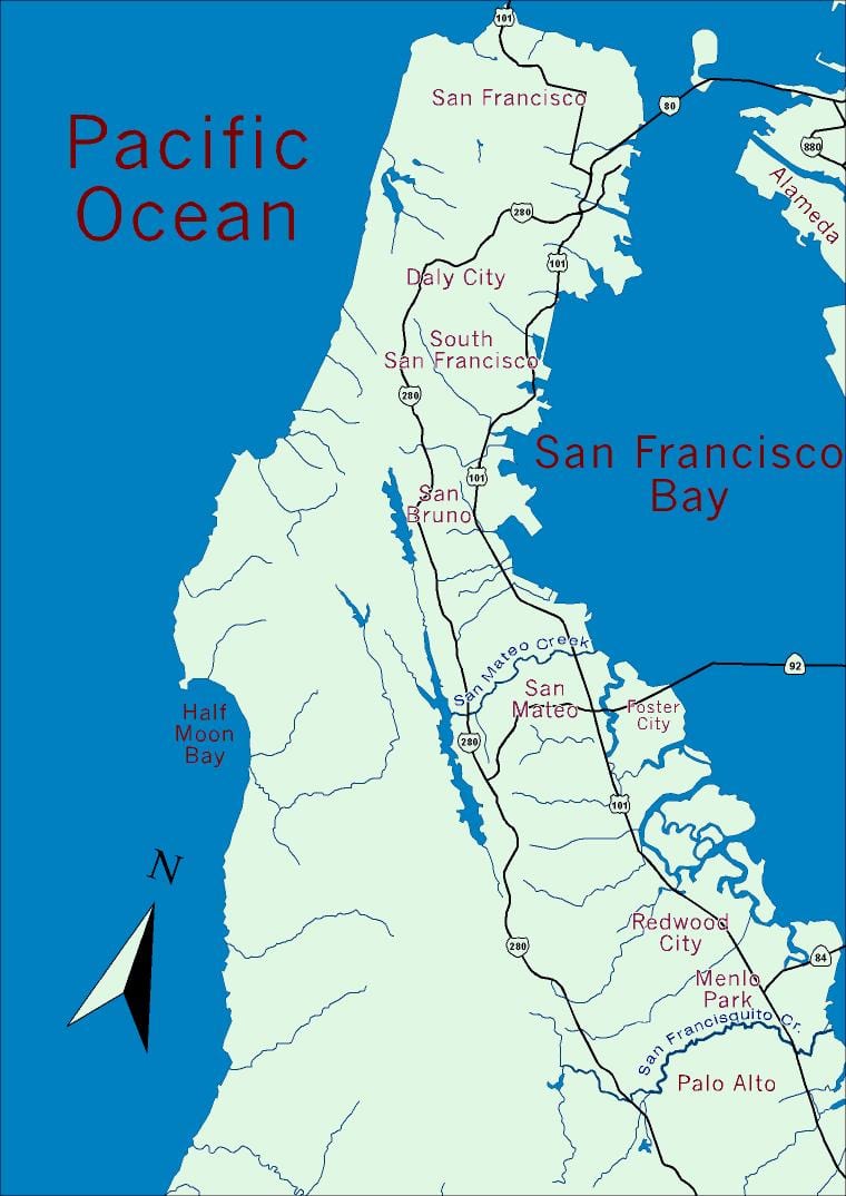 Mapa zálivu poloostrova