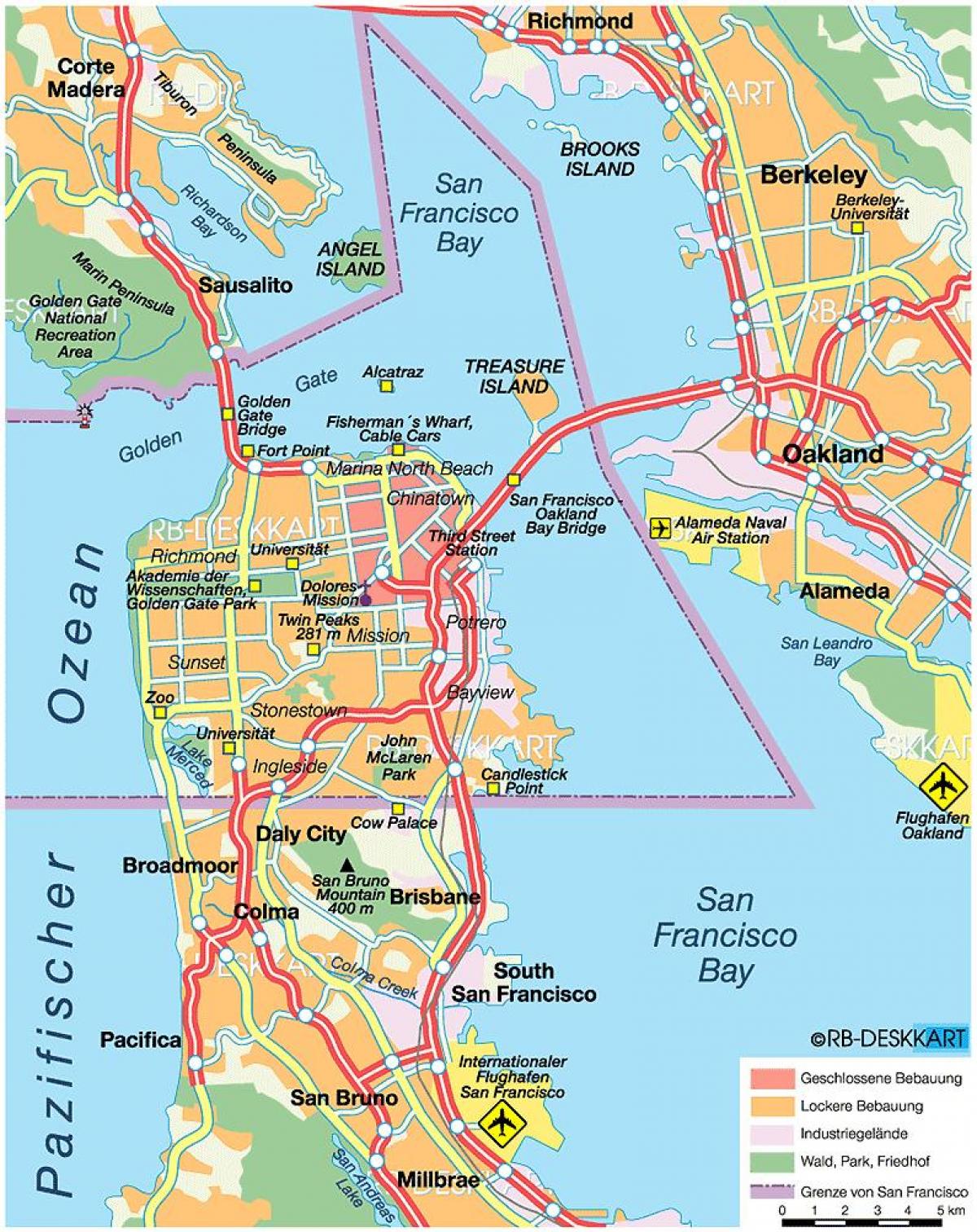 mapa east bay města