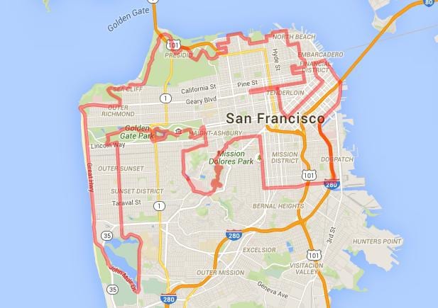golden gate park, cyklistické stezky mapě