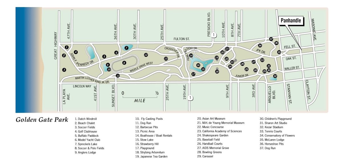Mapa golden gate parku 