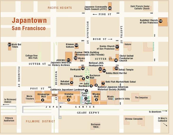Mapa japantown v San Francisco
