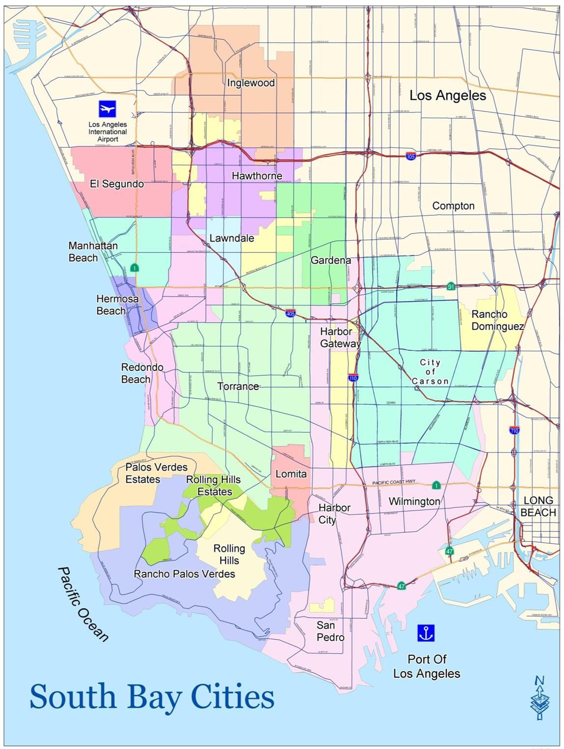 Mapa jižní bay area, ca