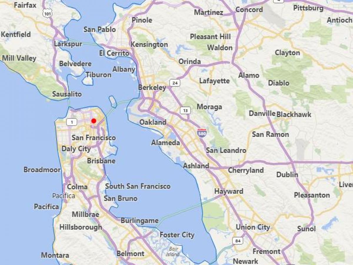 mapa kalifornie města v blízkosti San Francisco