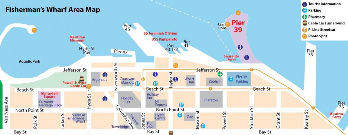 Mapa San Francisco pier 39 oblasti