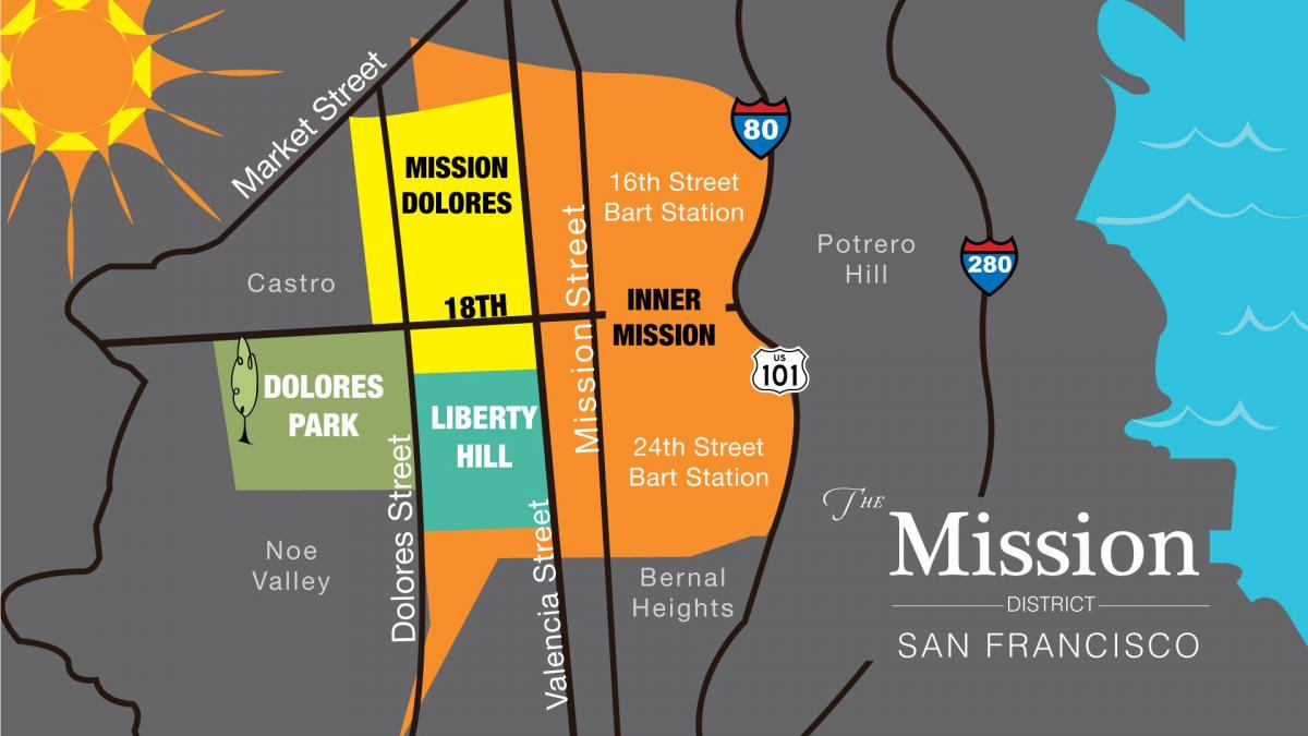 Mapa mission district, San Francisco