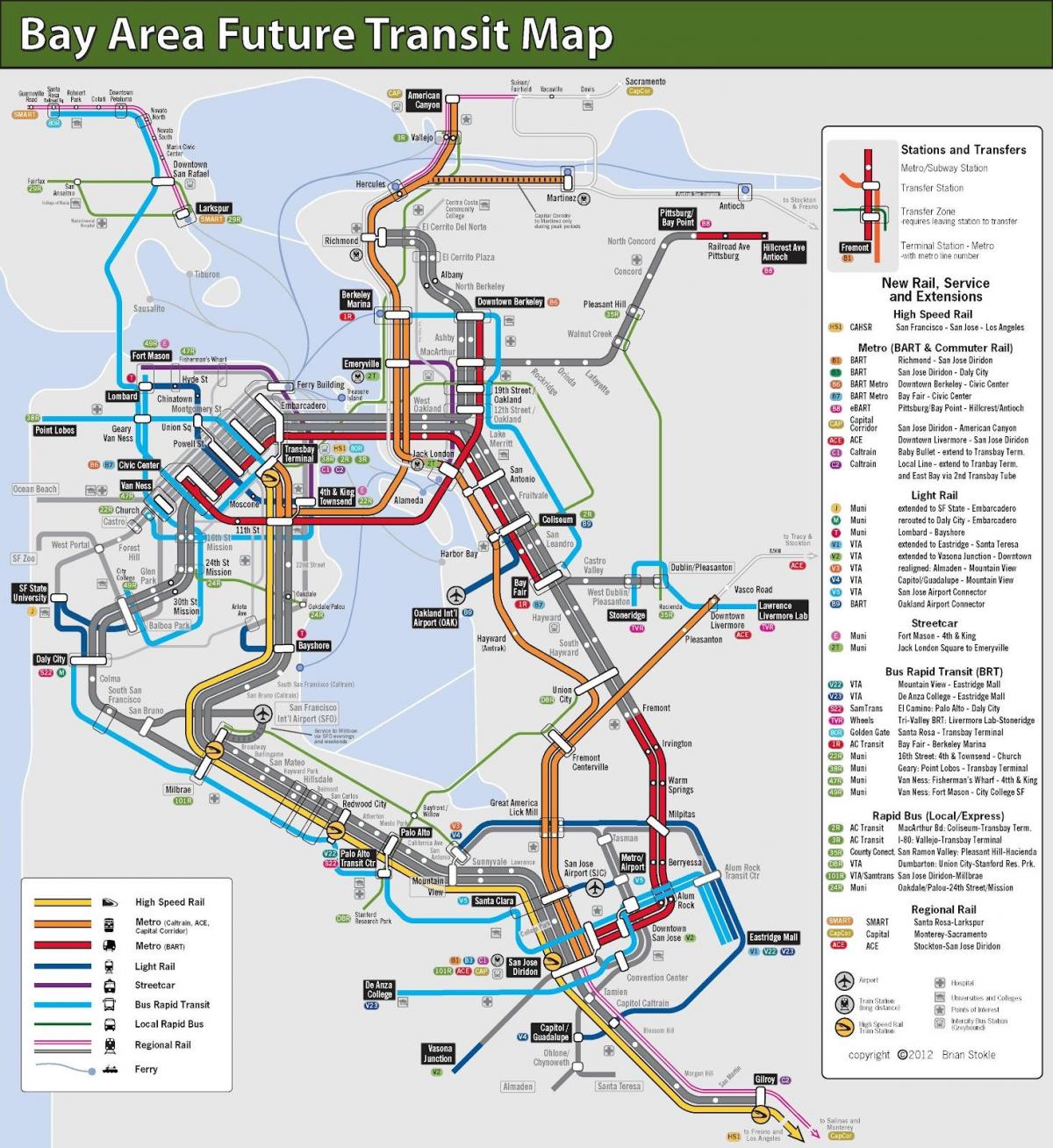 San Francisco mass transit mapě