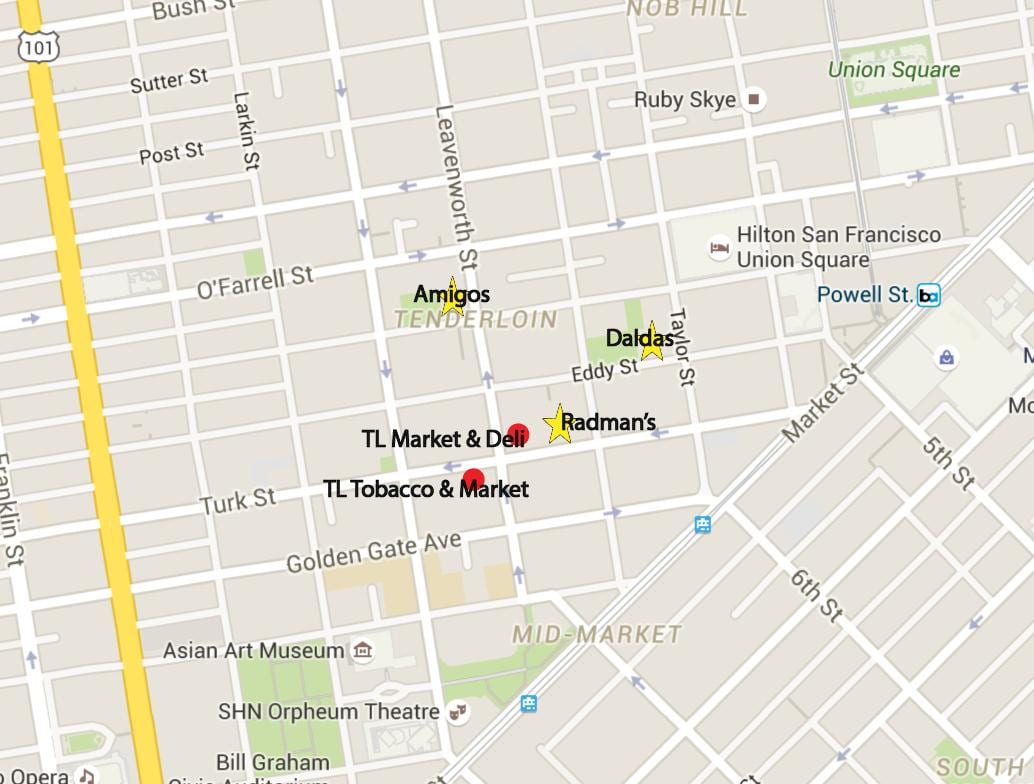 Mapa panenka oblasti San Francisco