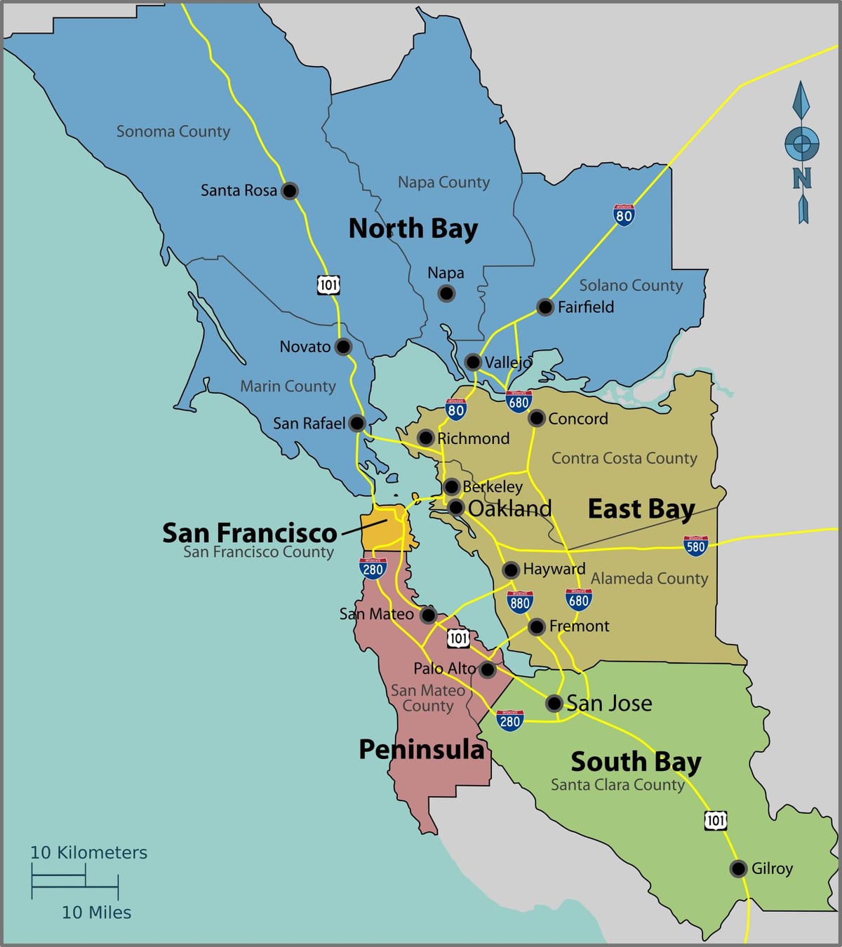 San Francisco bay na mapě