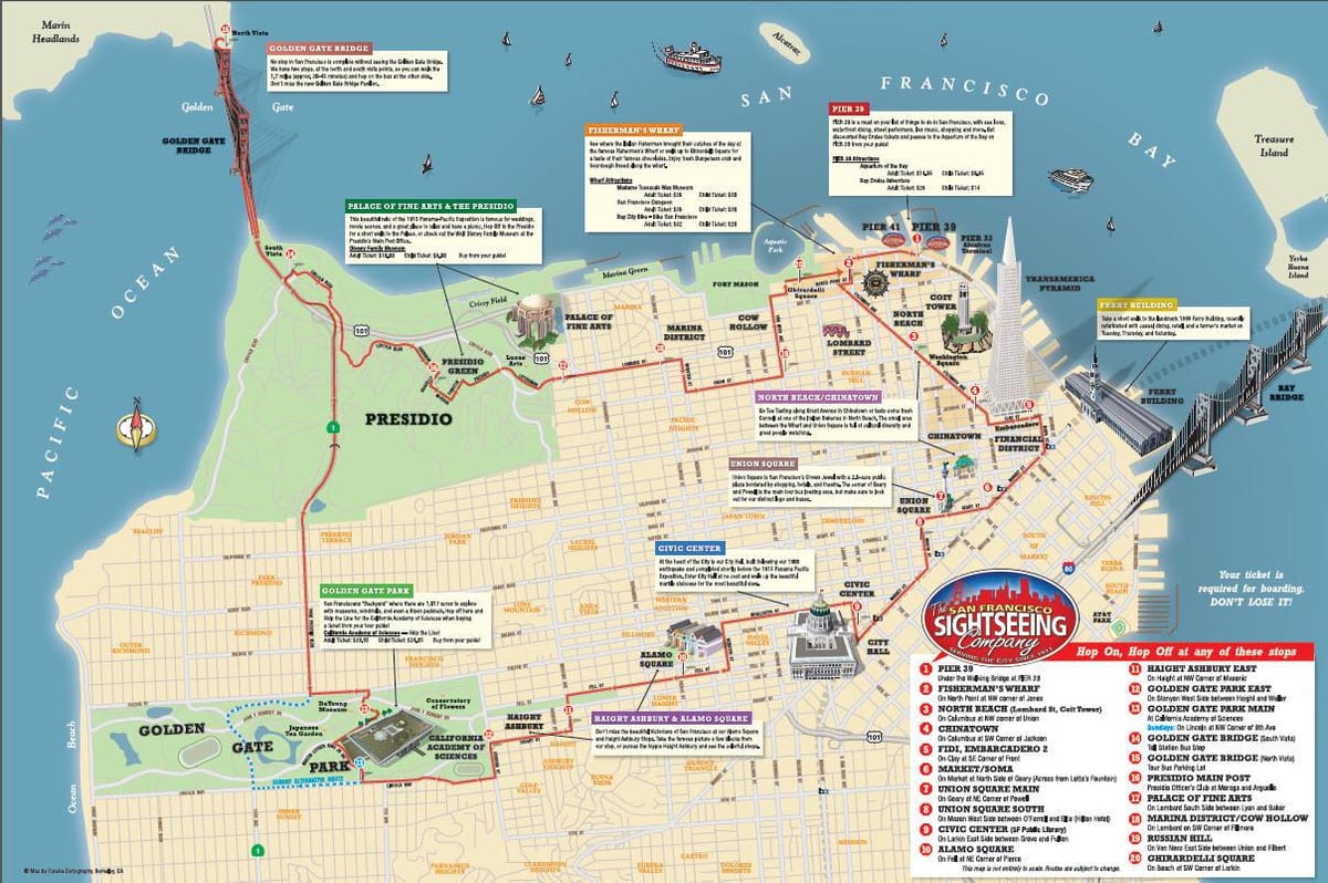Mapa San Fran hop on hop off 