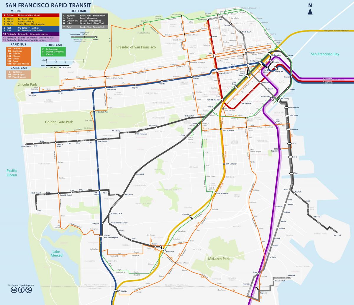 Mapa San Fran tranzitu