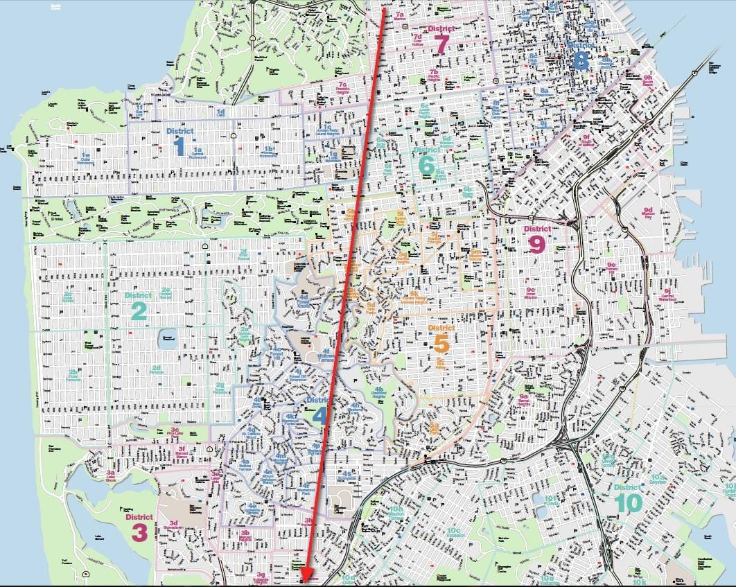 Mapa San Francisco, mlha