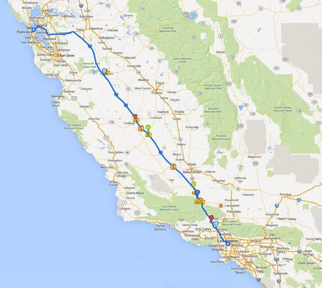 Mapa San Francisco jízdy tour
