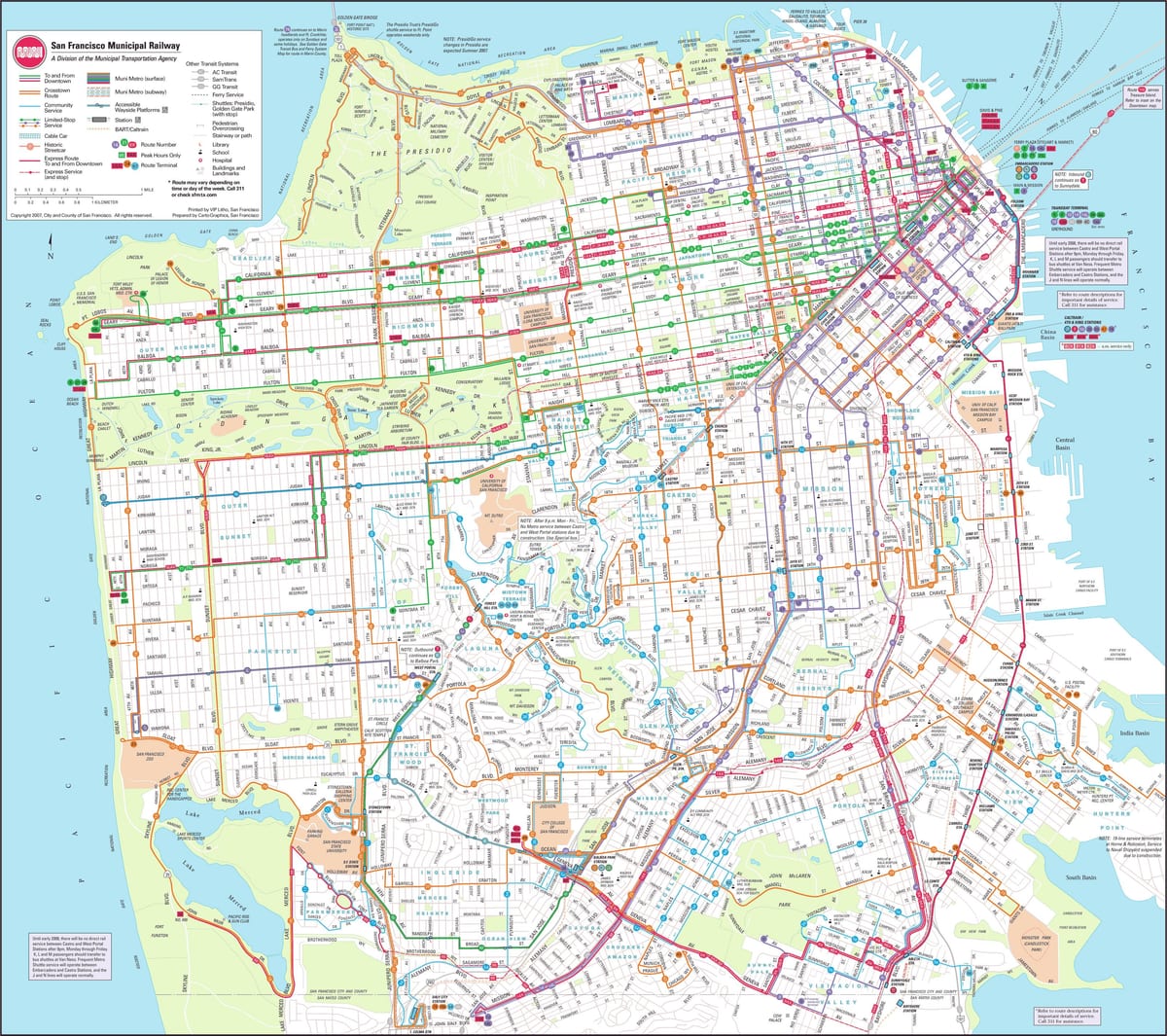 Mapa San Francisco železniční