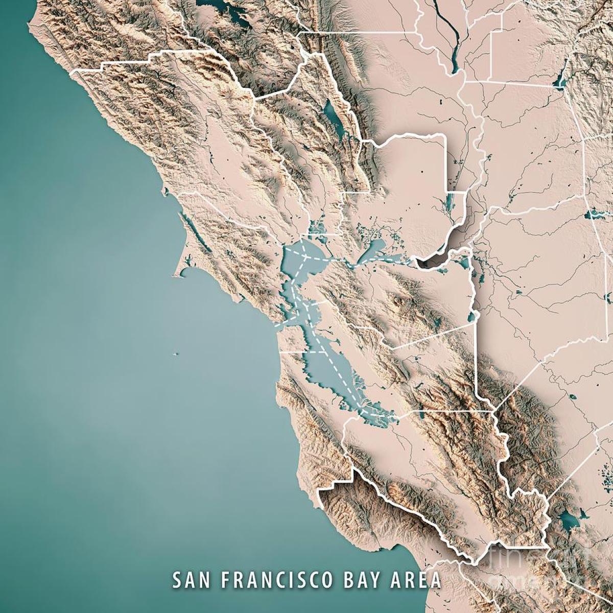 Mapa San Francisco bay topografické 
