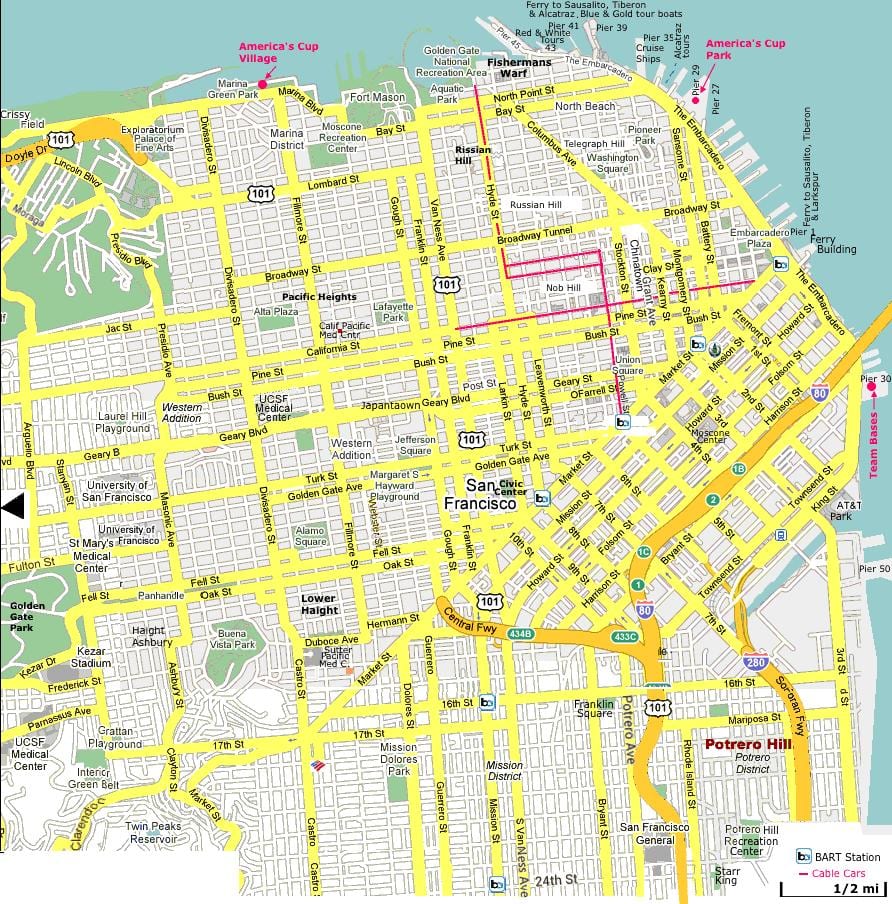 San Francisco místa zájmu na mapě