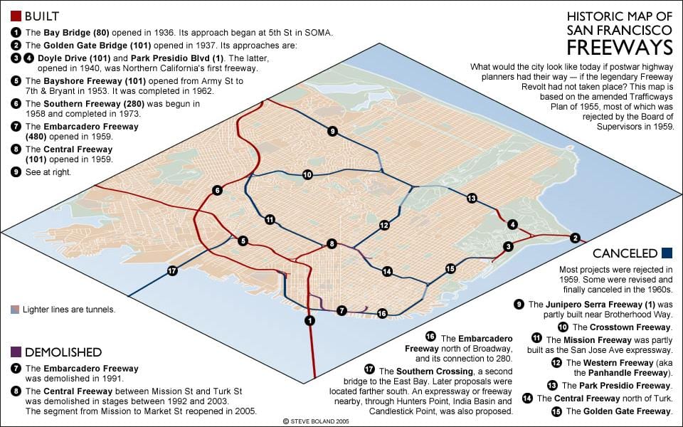 Mapa San Francisco dálnici