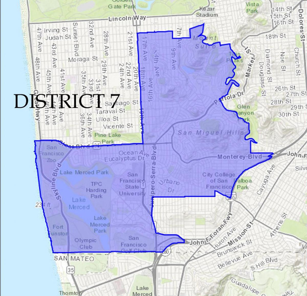 Mapa San Francisco district 7 