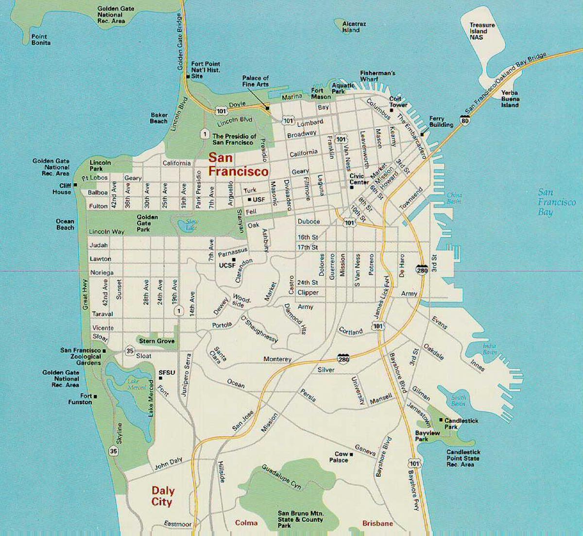 Mapa San Francisco hlavní atrakce