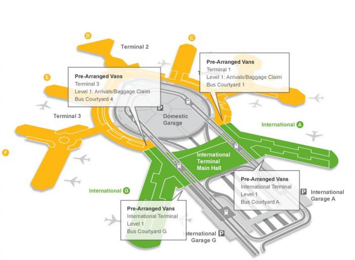 Mapa San Francisco letiště, zavazadla nárok