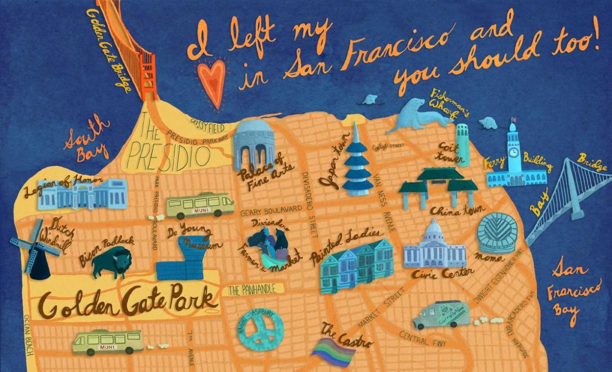 Mapa San Francisco ilustrace