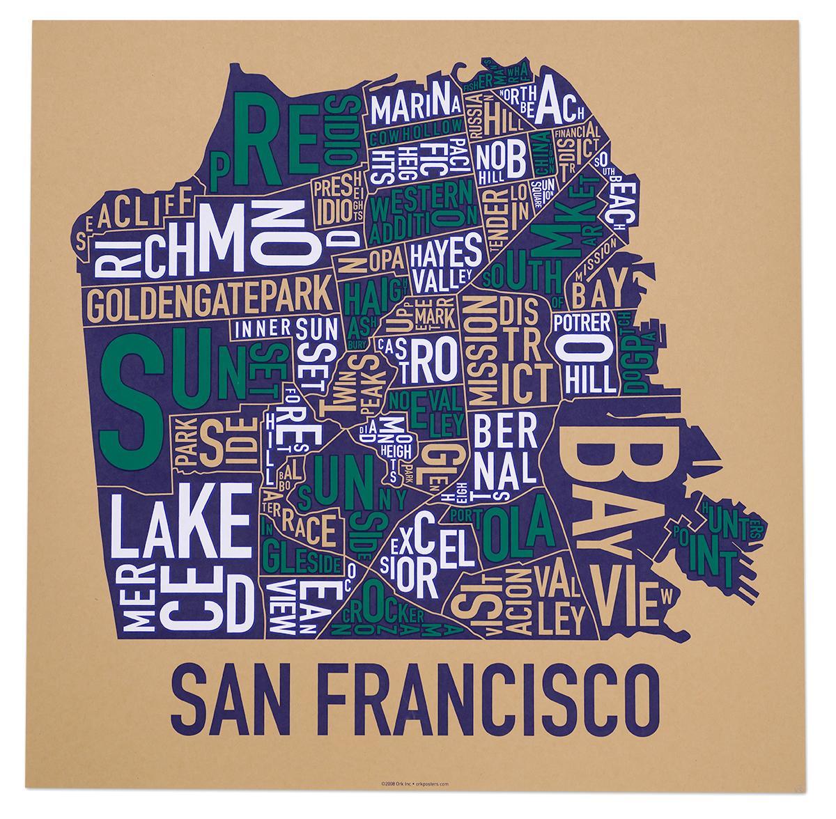 Čtvrť San Francisco mapa plakát