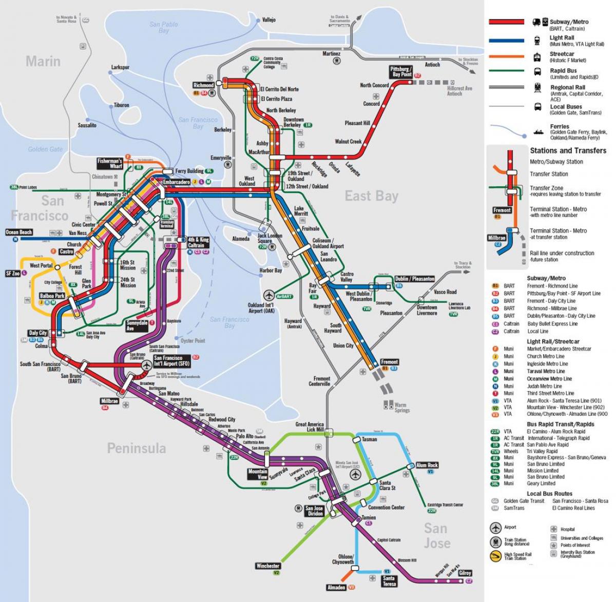 mapy veřejné dopravy v San Franciscu