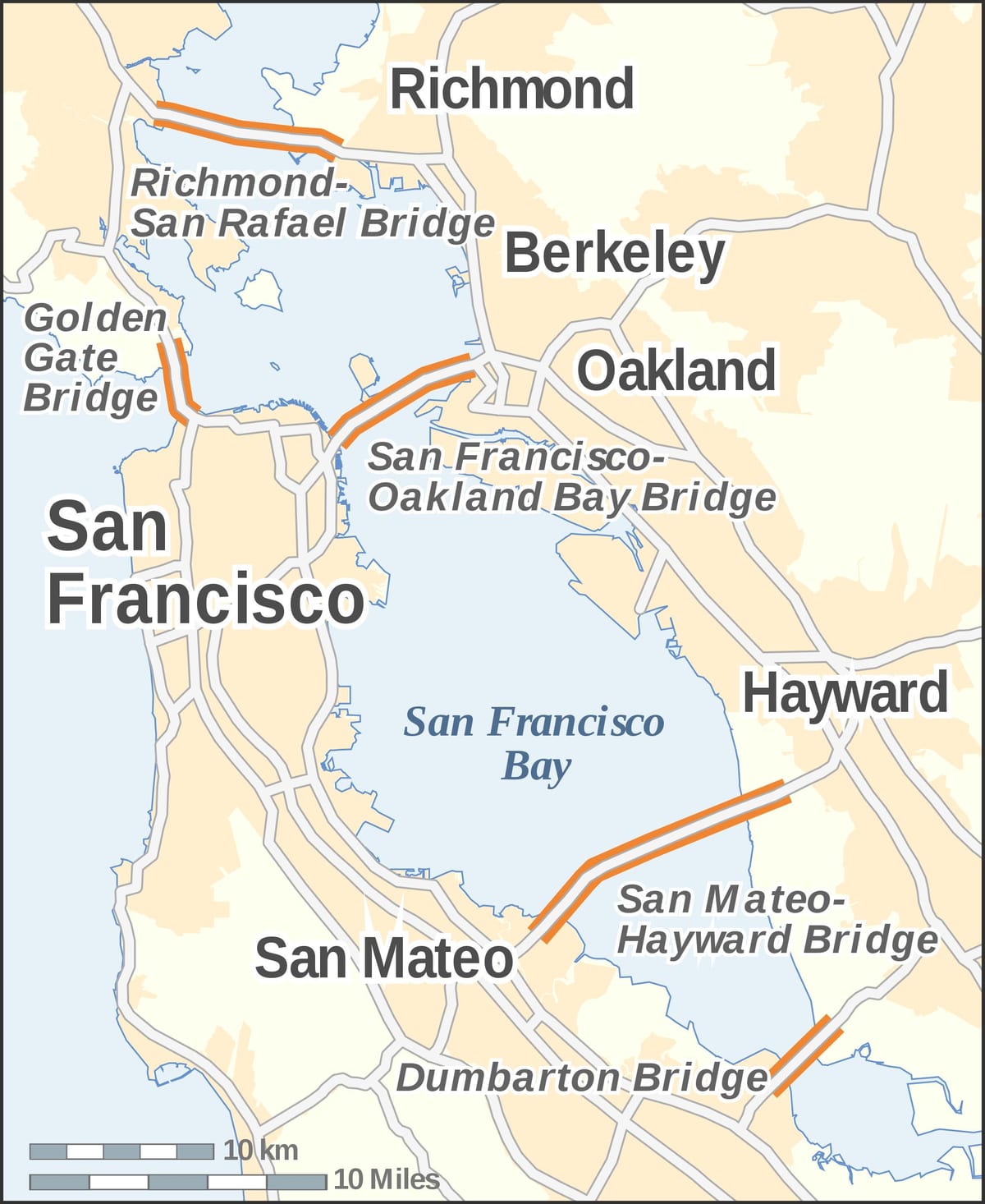 Mapa San Francisco mosty