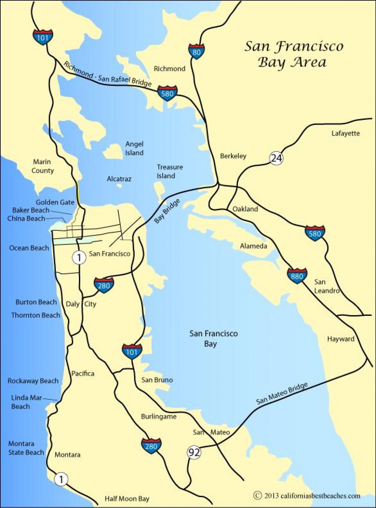 Mapa San Francisco pláže