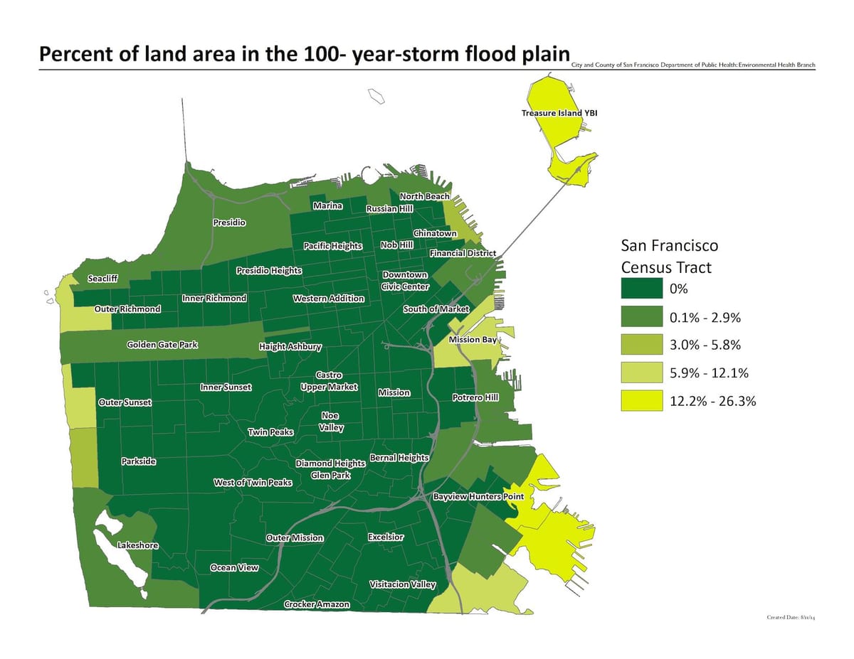 Mapa San Francisco povodňové zóně