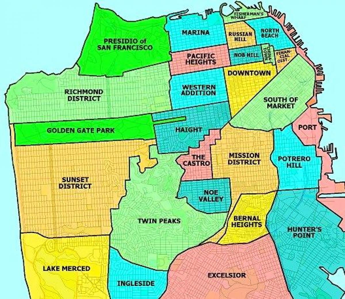 předměstí San Francisco mapě