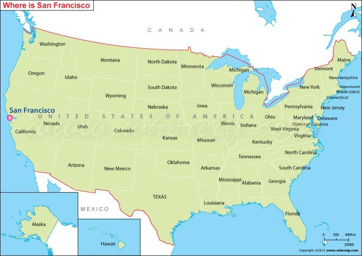mapa San Francisco, kalifornie, spojené státy americké