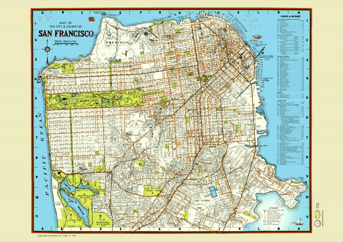 Mapa San Francisco street plakát