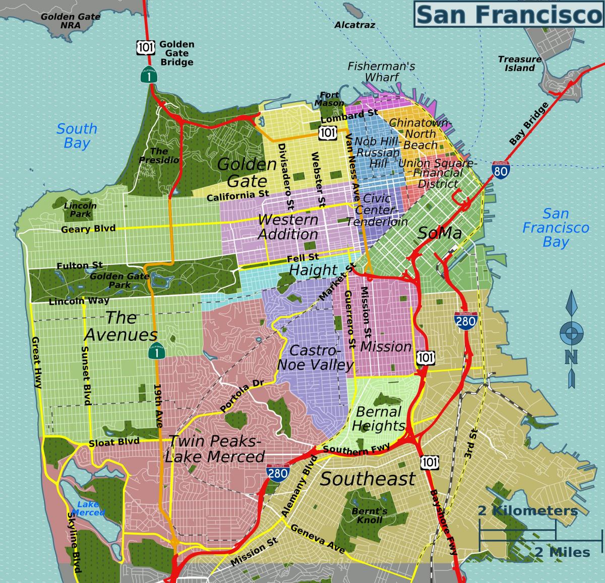 ulice mapa San Francisco kalifornie