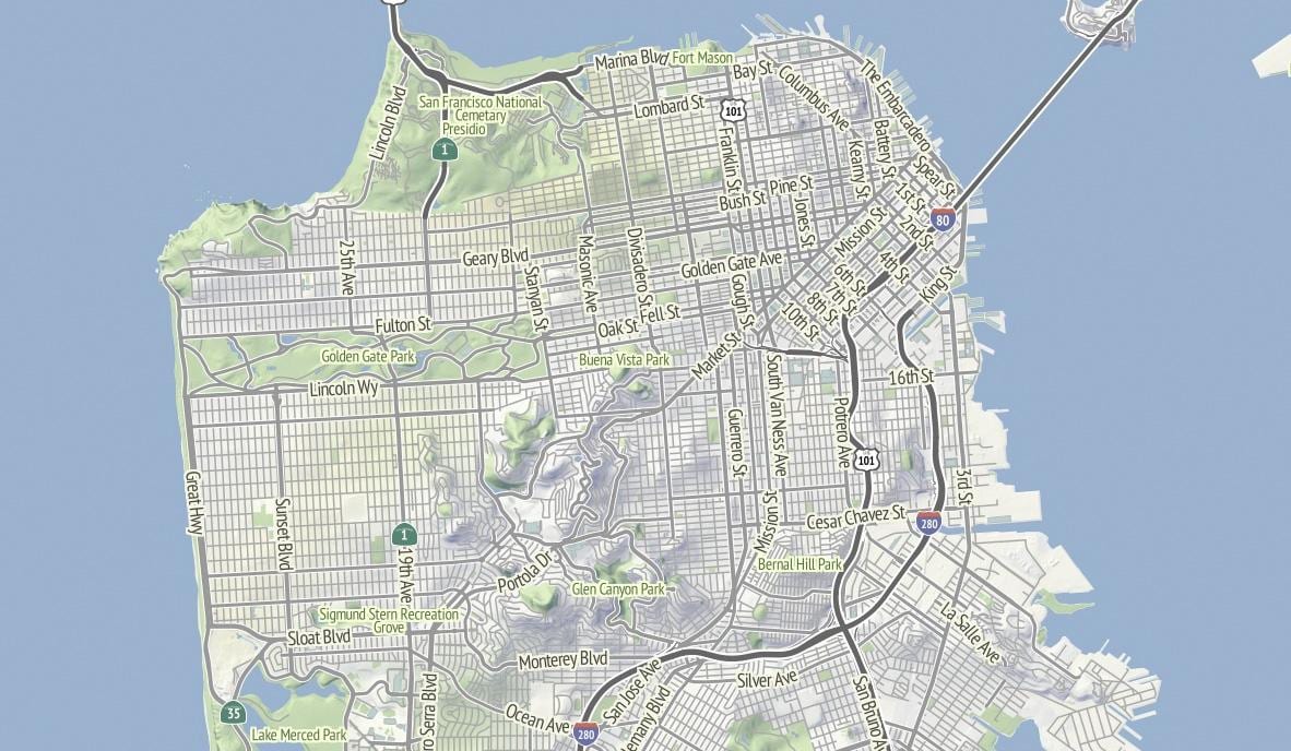 Mapa San Francisco terénu